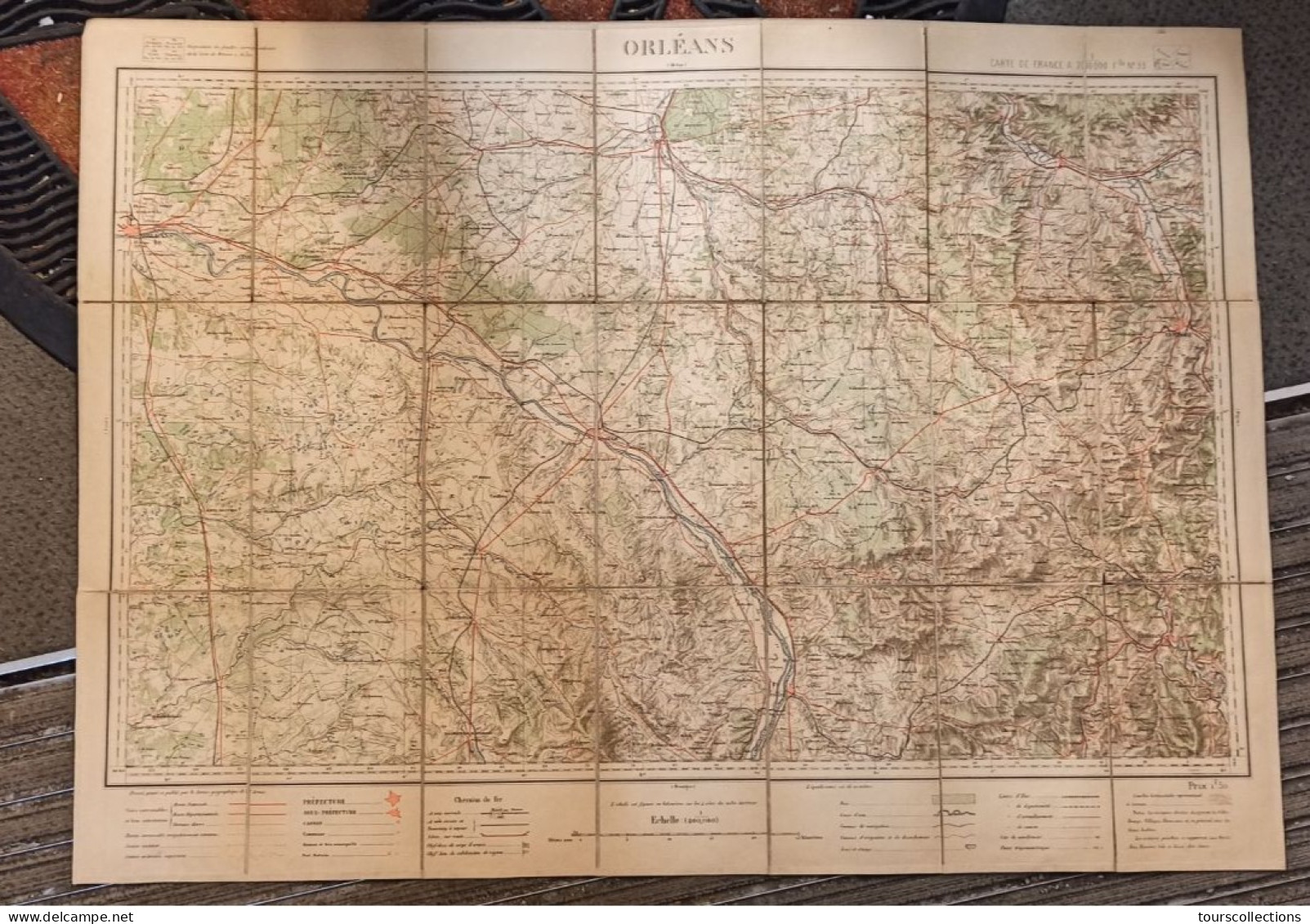 CARTE TOPOGRAPHIQUE 1/200 000 ° Du Début 20° Siècle REGION ORLEANS - MONTARGIS - JOIGNY - SALBRIS - GIEN - AUXERRE - Topographical Maps