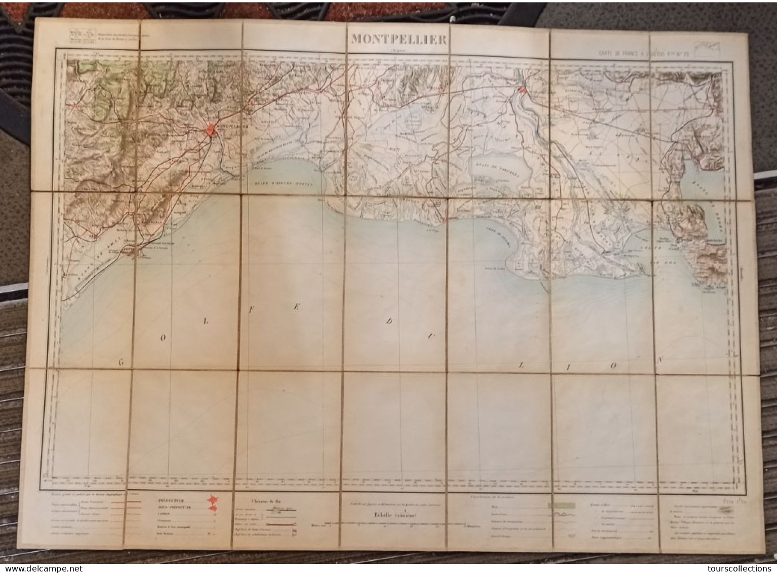 CARTE TOPOGRAPHIQUE 1/200 000 ° Du Début 20° Siècle REGION MONTPELLIER - SETE - FRONTIGNAN - ARLES - ISTRES - MARTIGUES - Cartes Topographiques