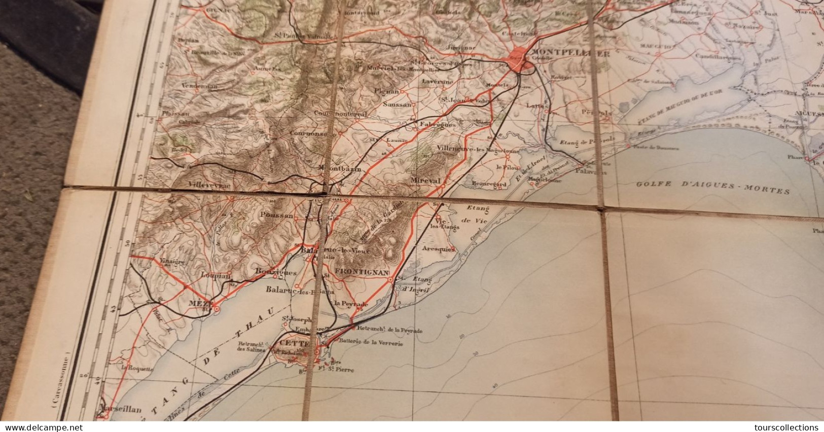 CARTE TOPOGRAPHIQUE 1/200 000 ° Du Début 20° Siècle REGION MONTPELLIER - SETE - FRONTIGNAN - ARLES - ISTRES - MARTIGUES - Cartes Topographiques