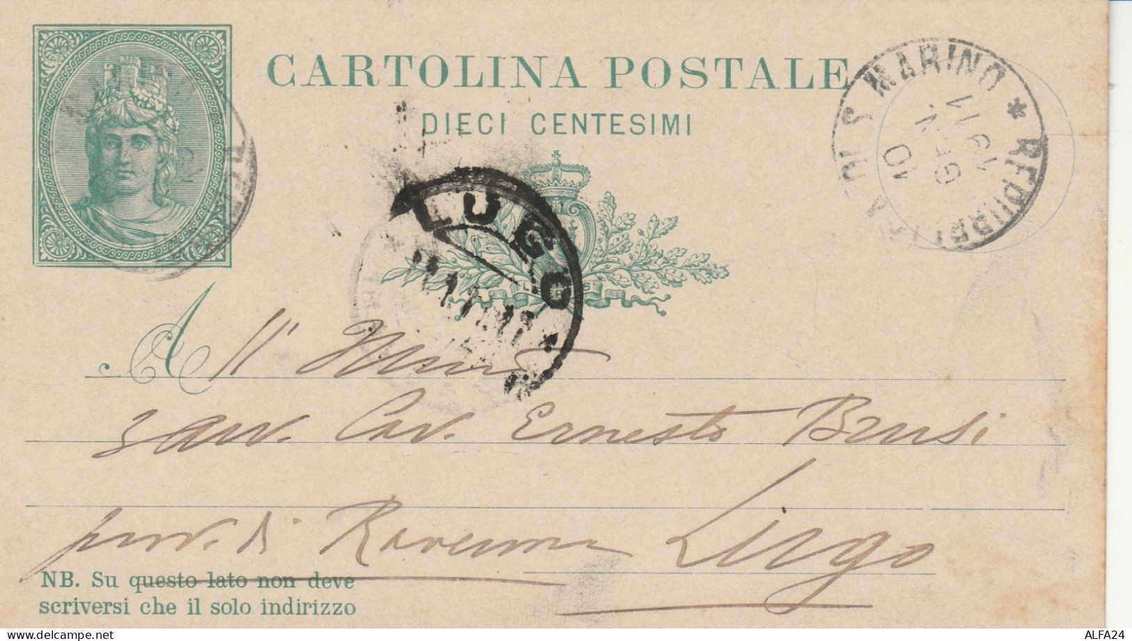 INTERO POSTALE 1911 SANMARINO TIMBRO SANMARINO LUGO (RY4485 - Interi Postali