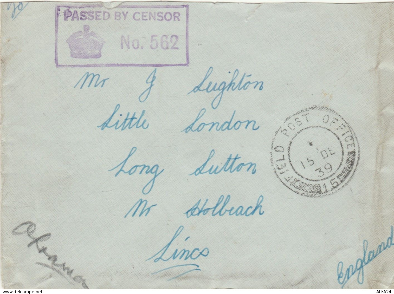 LETTERA 1939 FIELD POST REGNO UNITO (RY4449 - Lettres & Documents