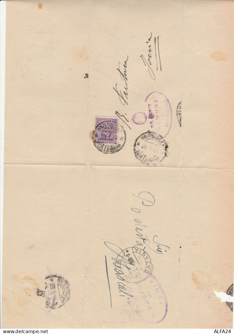 LETTERA 1944 50 C. ALLIED MILITARY POSTAGE TIMBRO IONIA CATANIA (RY4433 - Anglo-Amerik. Bez.: Sicilë