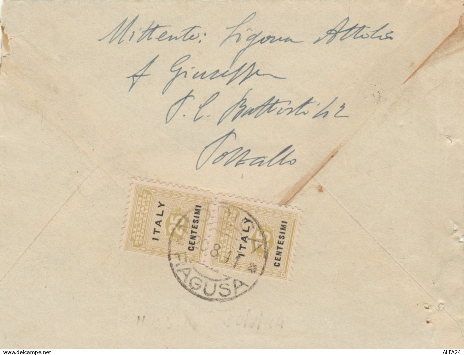 LETTERA 1944 2X25 ALLIED MILITARY POSTAGE TIMBRO RAGUSA MODICA (RY4285 - Occ. Anglo-américaine: Sicile