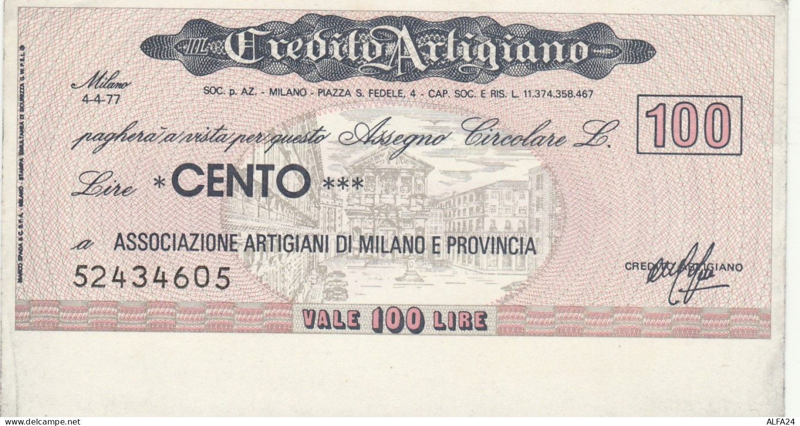 MINIASSEGNO CREDITO ARTIGIANO 100 ASS ART MI -FDS (RY5089 - [10] Assegni E Miniassegni