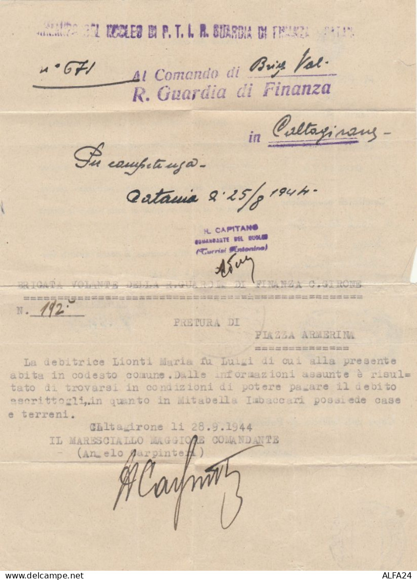 FRANCHIGIA PROCURA TIMBRO CATANIA 1944 (RY4894 - Occ. Anglo-américaine: Sicile