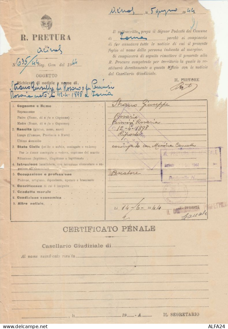 LETTERA 1944 C.25 ALLIED MILITARY POSTAGE TIMBRO IONA CATANIA (RY3866 - Ocu. Anglo-Americana: Sicilia