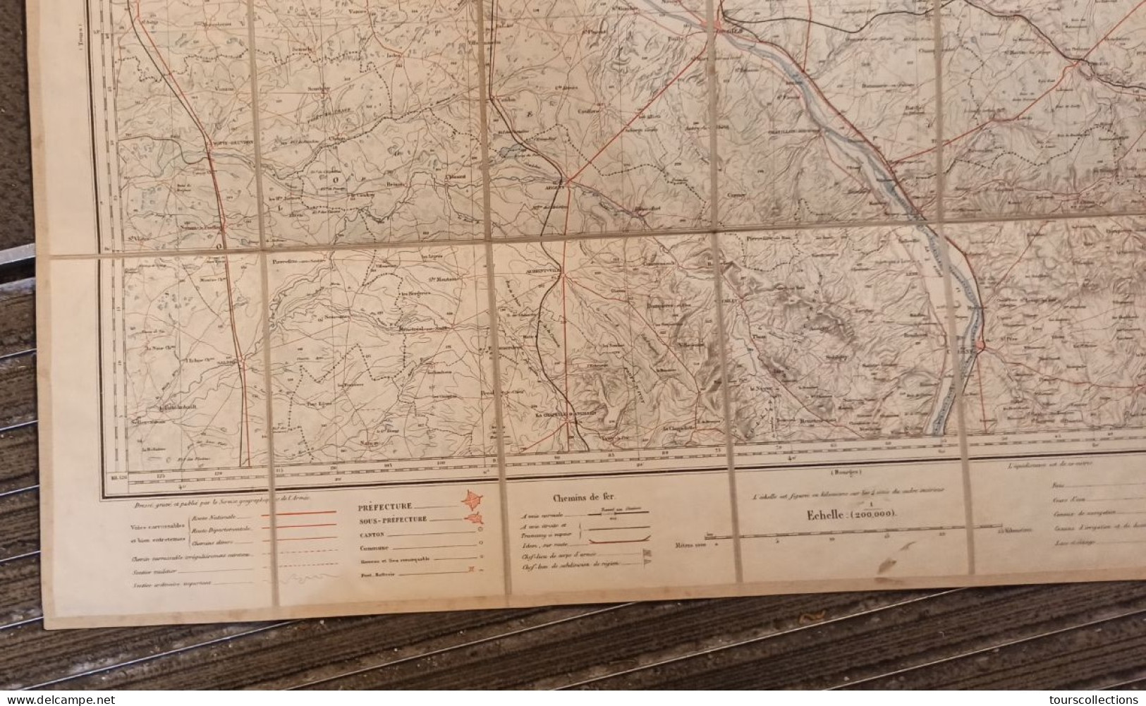 CARTE TOPOGRAPHIQUE 1/200 000 ° Fin 19° Siècle REGION ORLEANS - MONTARGIS - JOIGNY - SALBRIS - GIEN - AUXERRE - Cartes Topographiques