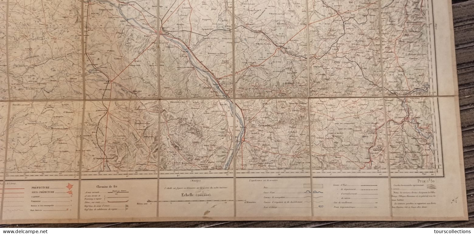 CARTE TOPOGRAPHIQUE 1/200 000 ° fin 19° Siècle REGION ORLEANS - MONTARGIS - JOIGNY - SALBRIS - GIEN - AUXERRE