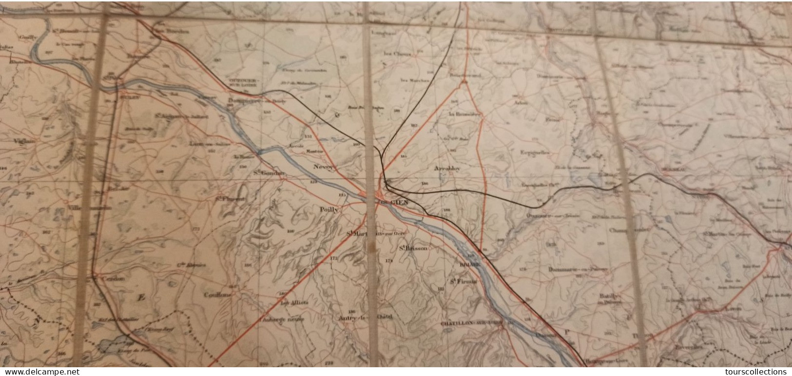 CARTE TOPOGRAPHIQUE 1/200 000 ° fin 19° Siècle REGION ORLEANS - MONTARGIS - JOIGNY - SALBRIS - GIEN - AUXERRE