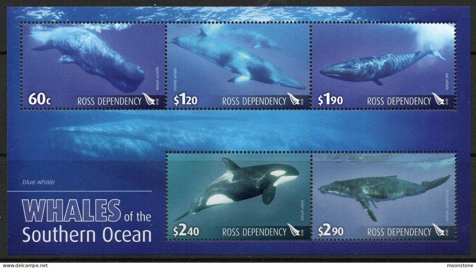 New Zealand Ross Dependency 2010 Whales Of The Southern Ocean MS, MNH, SG 125 - Unused Stamps