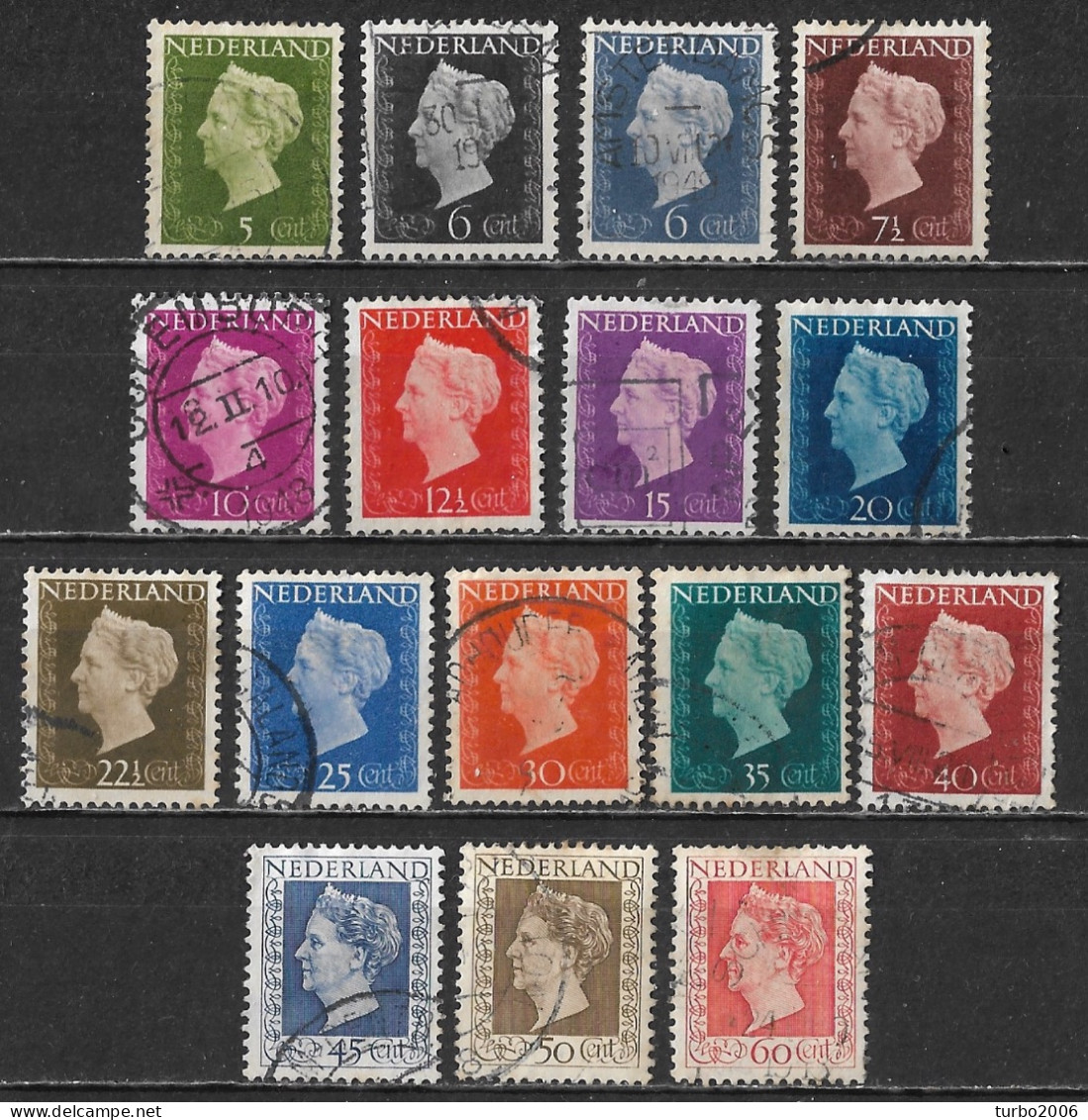 1947-48 Koningin Wilhelmina Beide Series Compleet NVPH 474 / 486 + 487 / 489 - Gebruikt