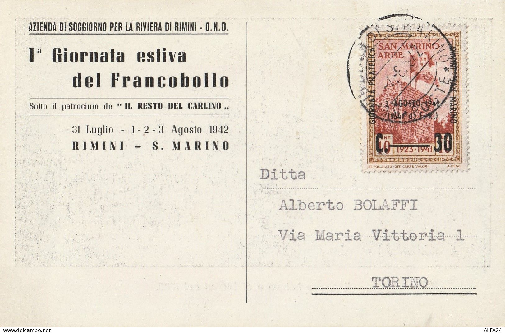CARTOLINA 1942 SANMARINO C.30 SS (RY8165 - Lettres & Documents