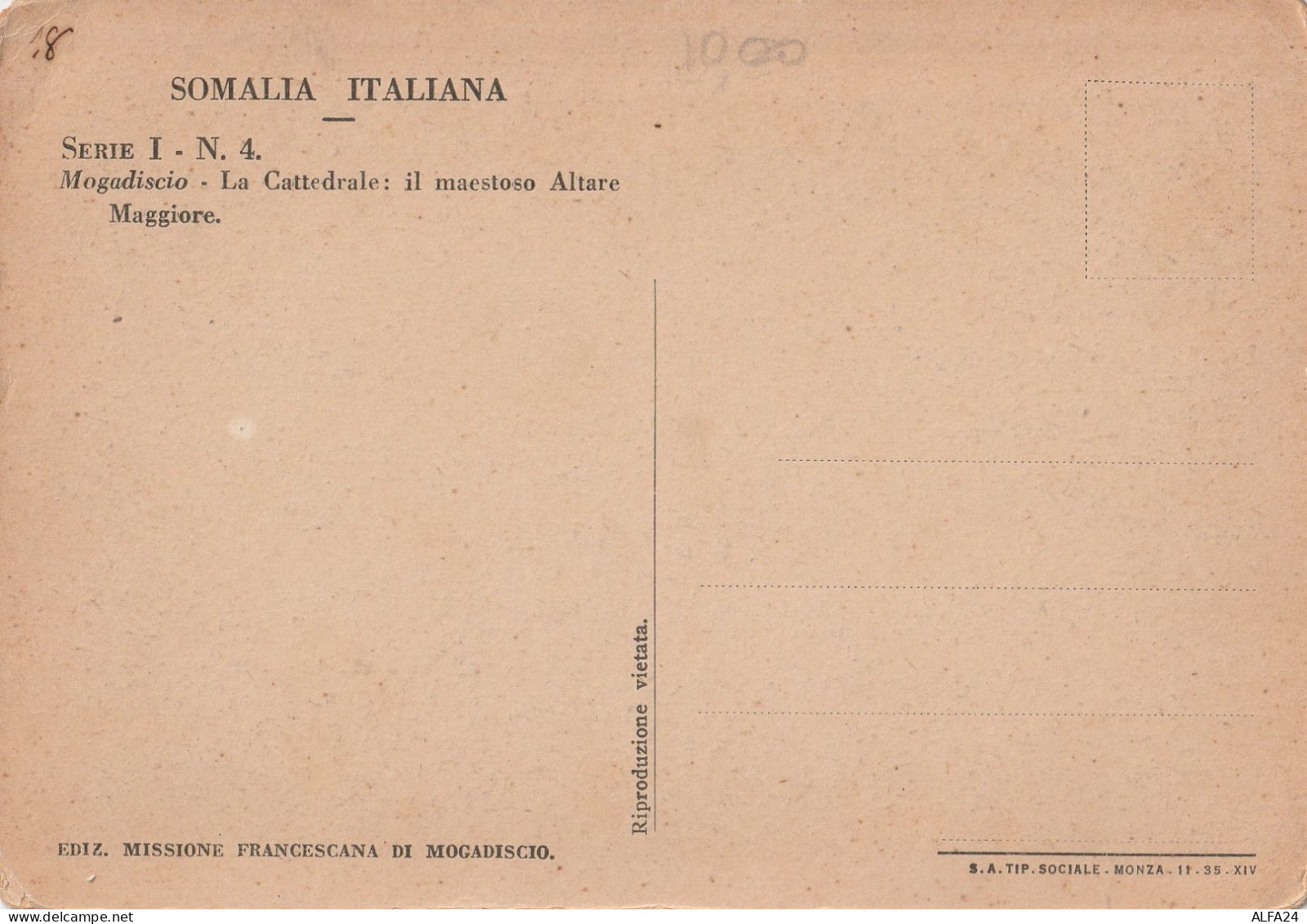 CARTOLINA SOMALIA COLONIE ITALIANE (RY8123 - Somalie