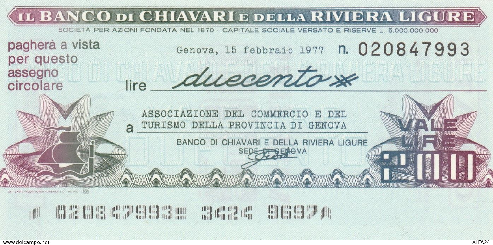 MINIASSEGNO B. CHIAVARI L.200 ASS COMM GE FDS (RY5764 - [10] Assegni E Miniassegni