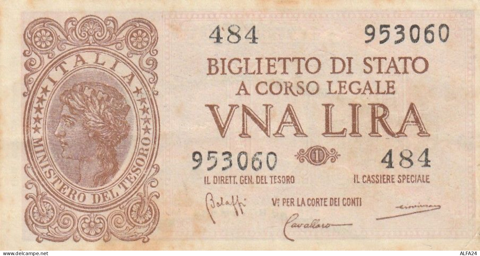 BANCONOTA UNA LIRA BIGLIETTO STATO EF (RY5715 - Regno D'Italia – 1 Lira