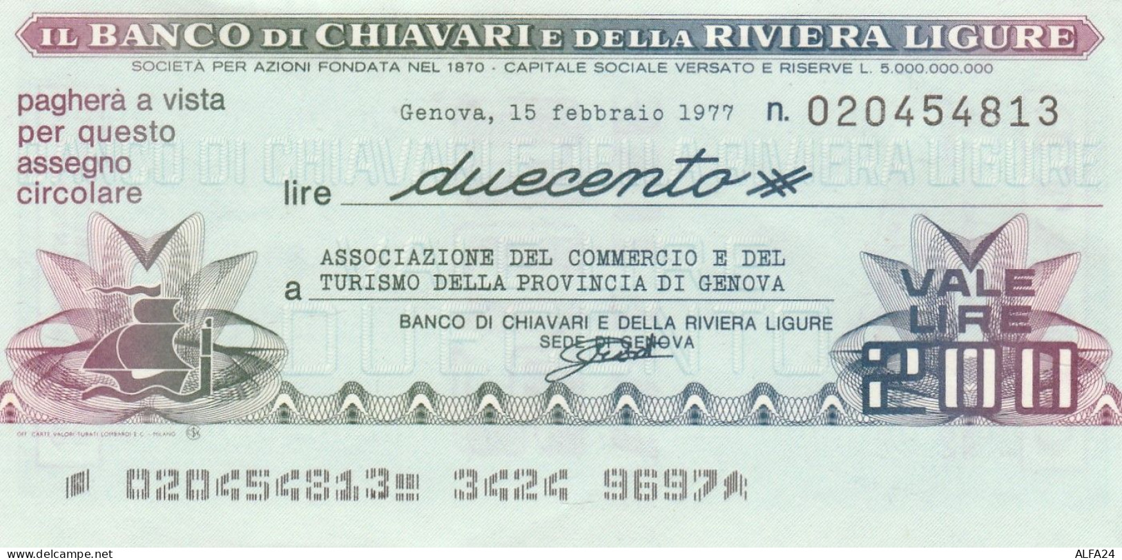 MINIASSEGNO BANCO CHIAVARI L.200 ASS COMM GE FDS (RY5615 - [10] Assegni E Miniassegni