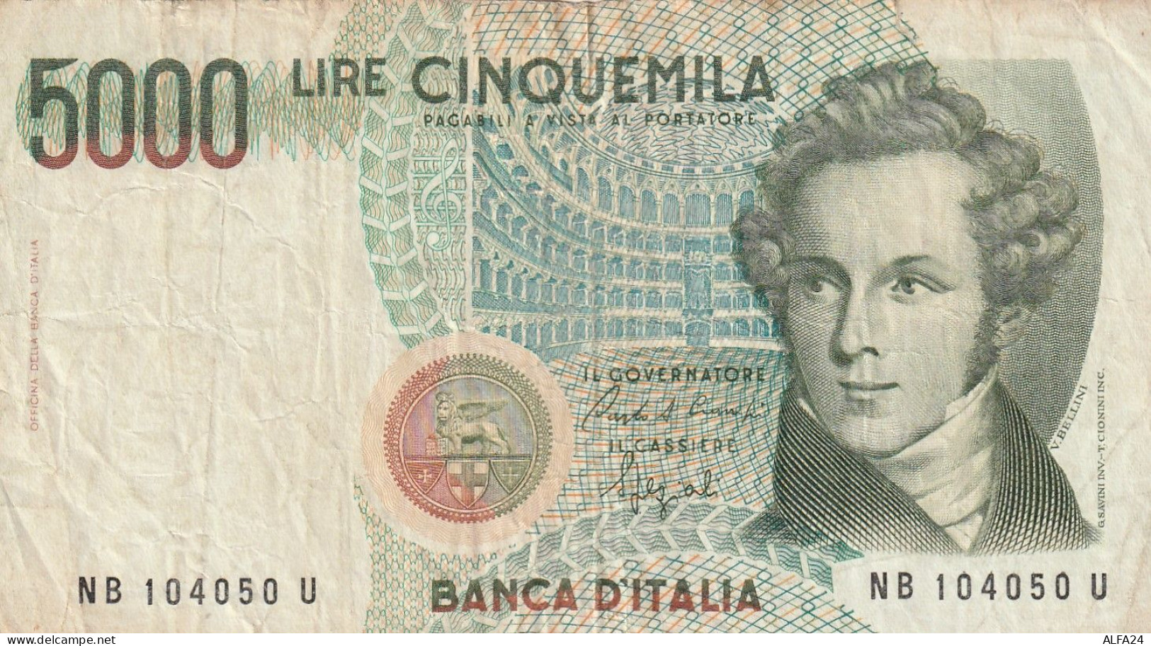 BANCONOTA ITALIA LIRE 5000 BELLINI VF (RY7674 - 5000 Liras