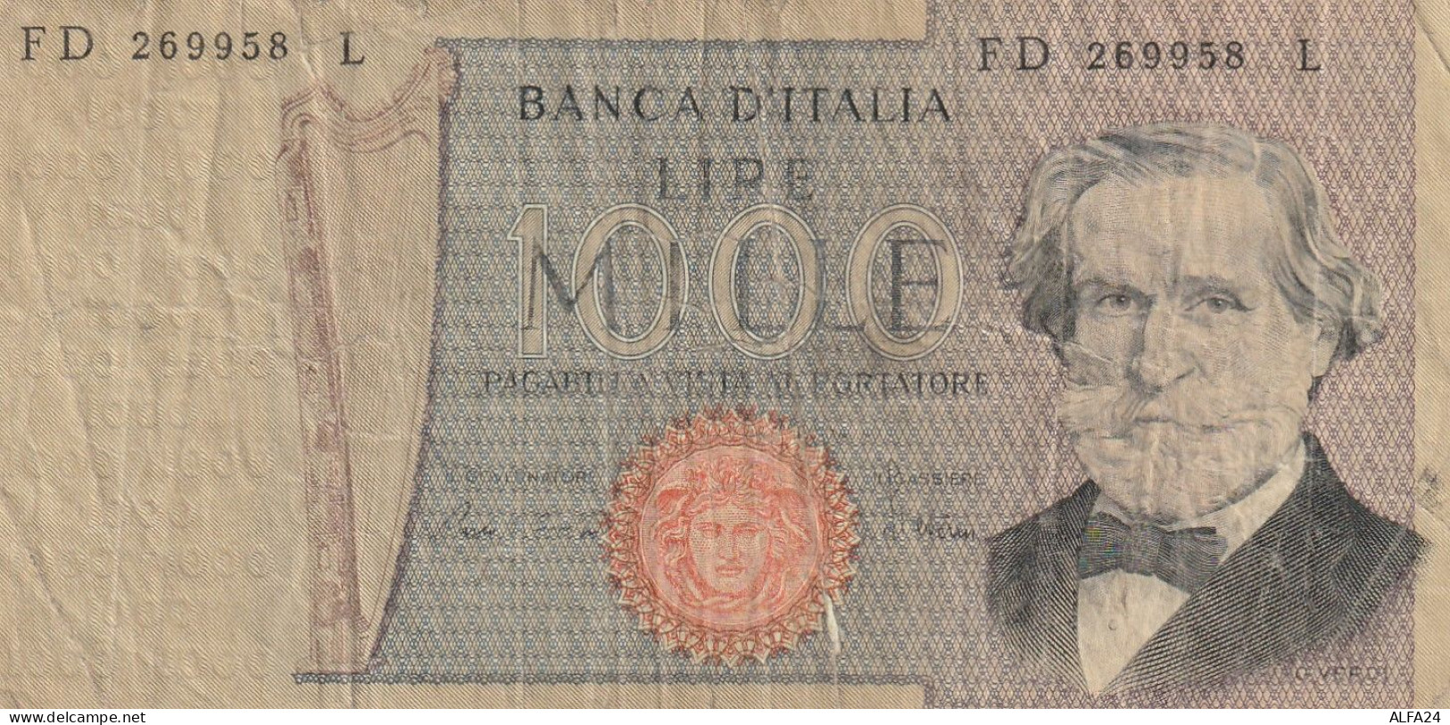 BANCONOTA ITALIA VERDI LIRE 1000 F (RY7648 - 1000 Liras