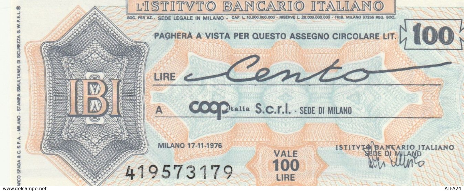 MINIASSEGNO IBI L.100 COOP FDS (RY5608 - [10] Assegni E Miniassegni