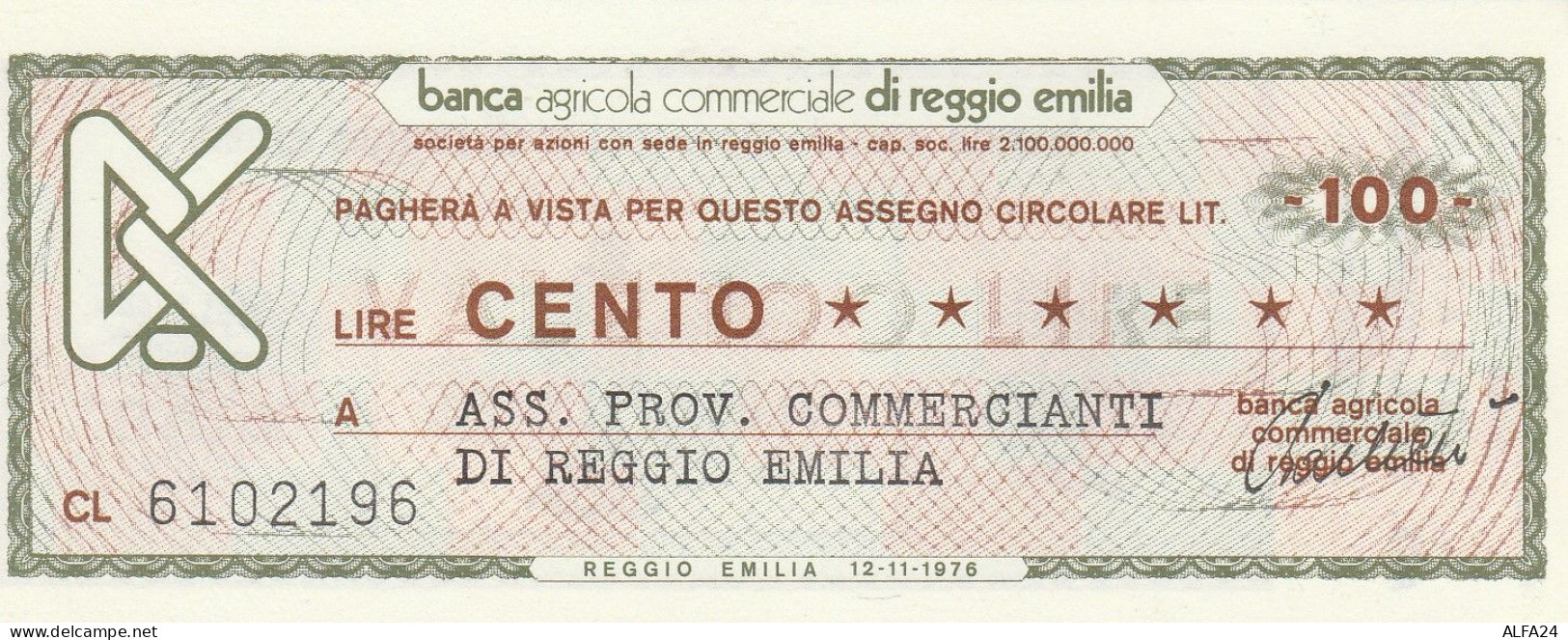 MINIASSEGNO B.AGRICOLA RE L.100 ASS COMM RE FDS (RY5607 - [10] Assegni E Miniassegni