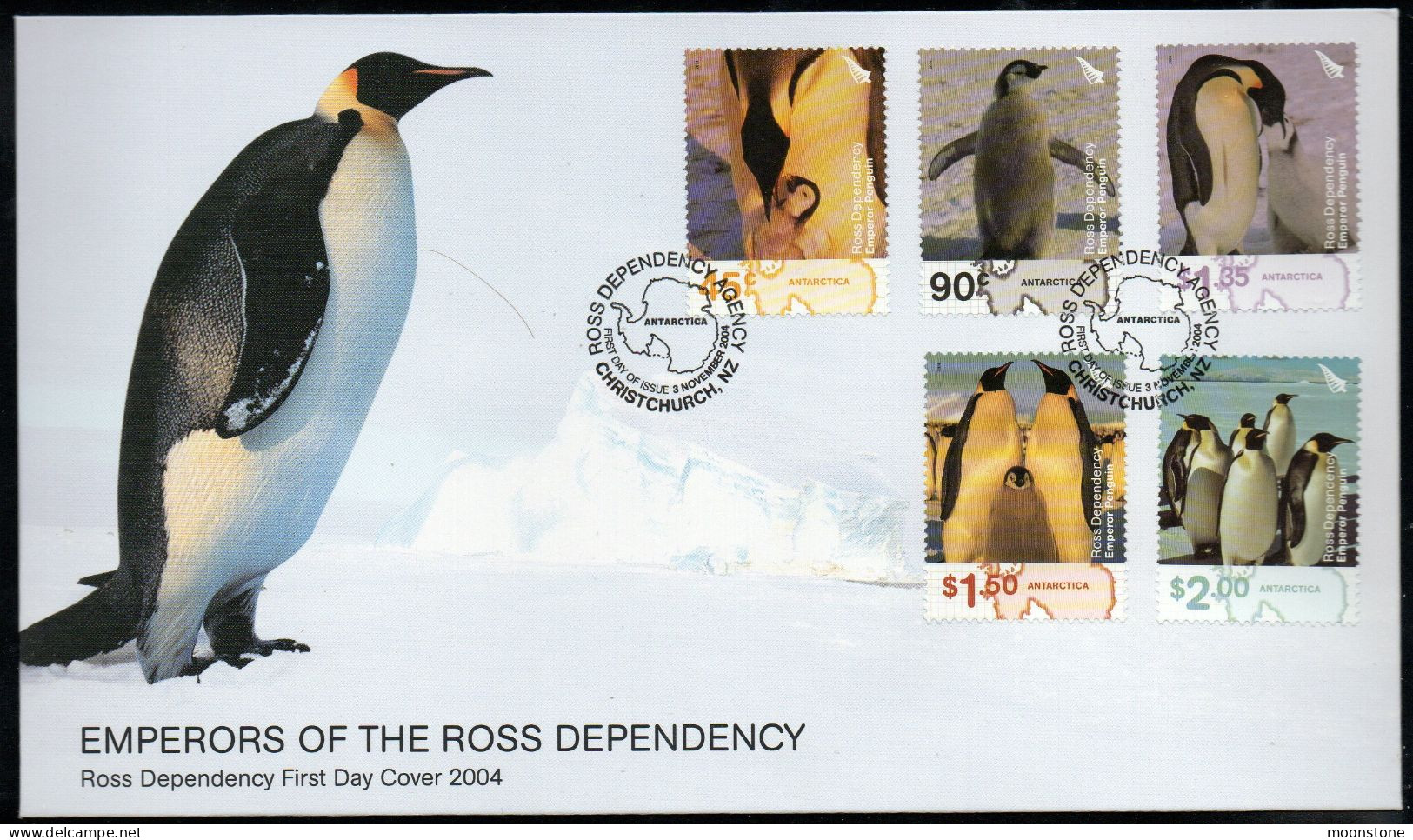 New Zealand Ross Dependency 2004 Emperor Penguins FDC, SG 89/93 - Nuevos