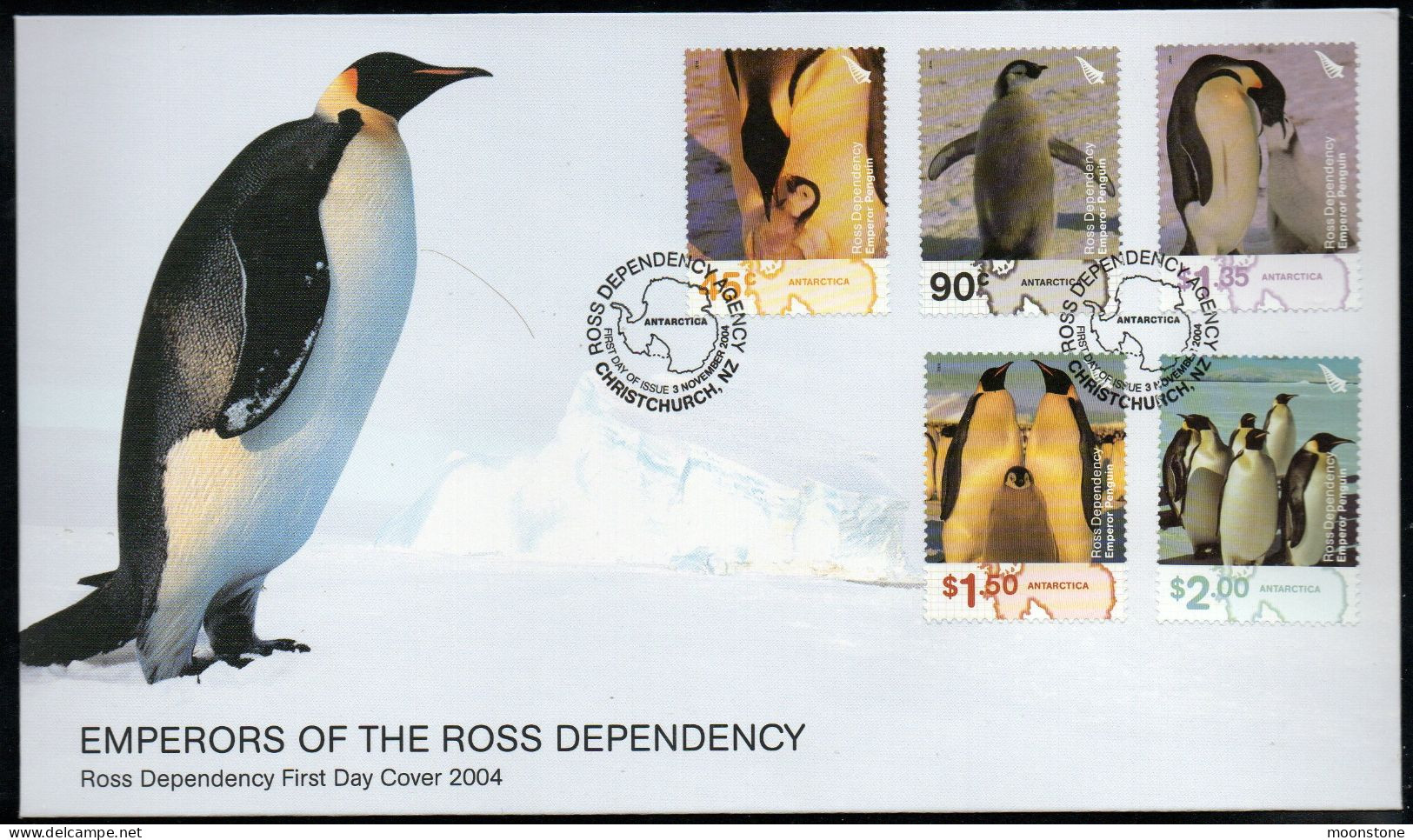New Zealand Ross Dependency 2004 Emperor Penguins FDC, SG 89/93 - Ongebruikt