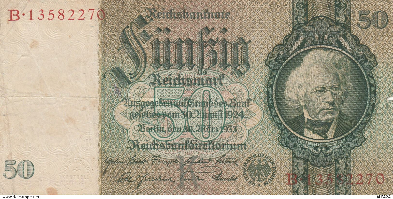 BANCONOTA GERMANIA 50 REICHSBANKONOTE 1933 VF (RY6982 - 50 Mark