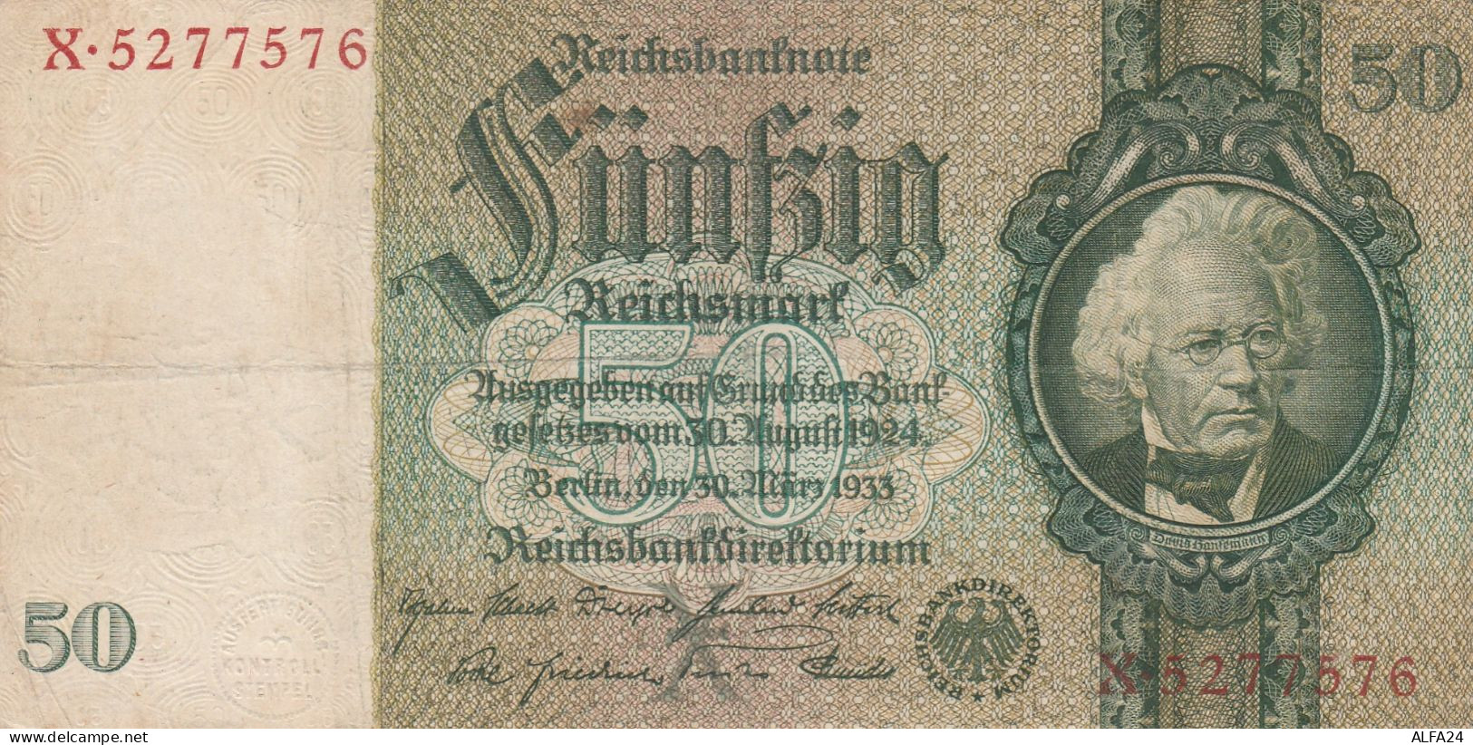 BANCONOTA GERMANIA 50 REICHSBANKONOTE 1933 VF (RY6910 - 50 Mark