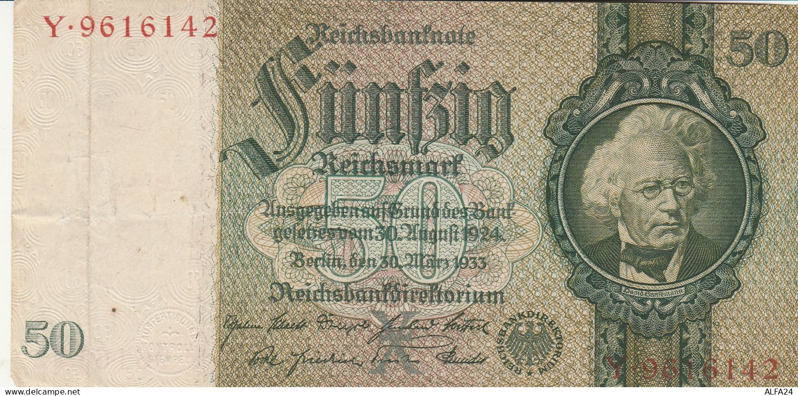 BANCONOTA GERMANIA 50 REICHSBANKONOTE 1933 VF (RY6899 - 50 Mark