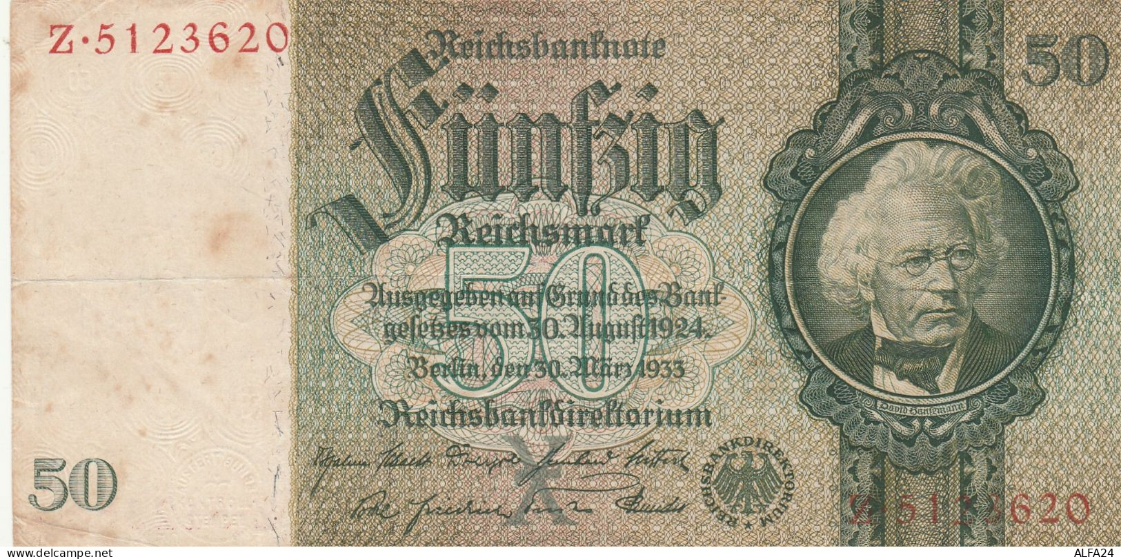 BANCONOTA GERMANIA 50 REICHSBANKONOTE 1933 VF (RY6898 - 50 Mark