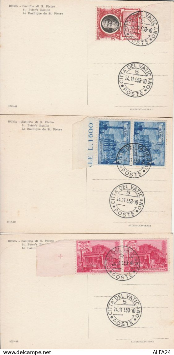 3 CARTOLINE VATICANO 1953 (RY6859 - Lettres & Documents