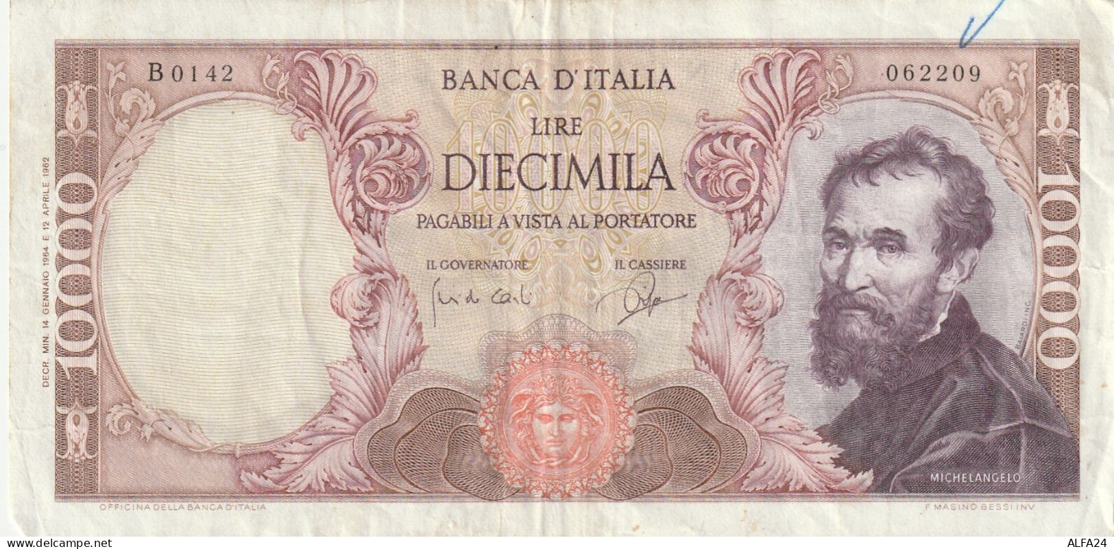 BANCONOTA ITALIA 10000 MICHELANGELO VF (RY7607 - 10000 Liras