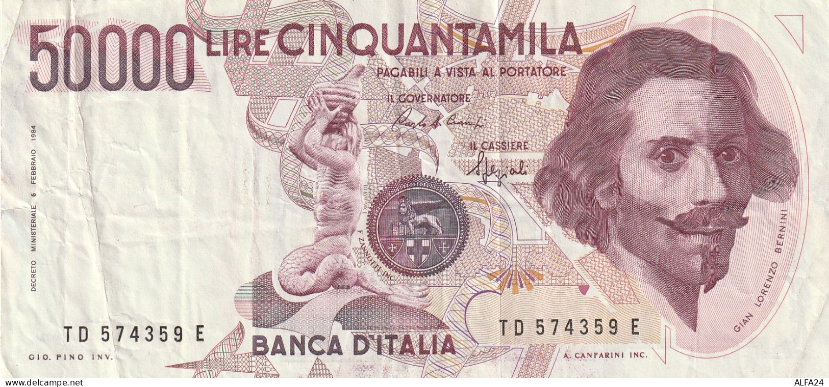 BANCONOTA ITALIA LIRE 50000 BERNINI VF (RY7593 - 50000 Lire