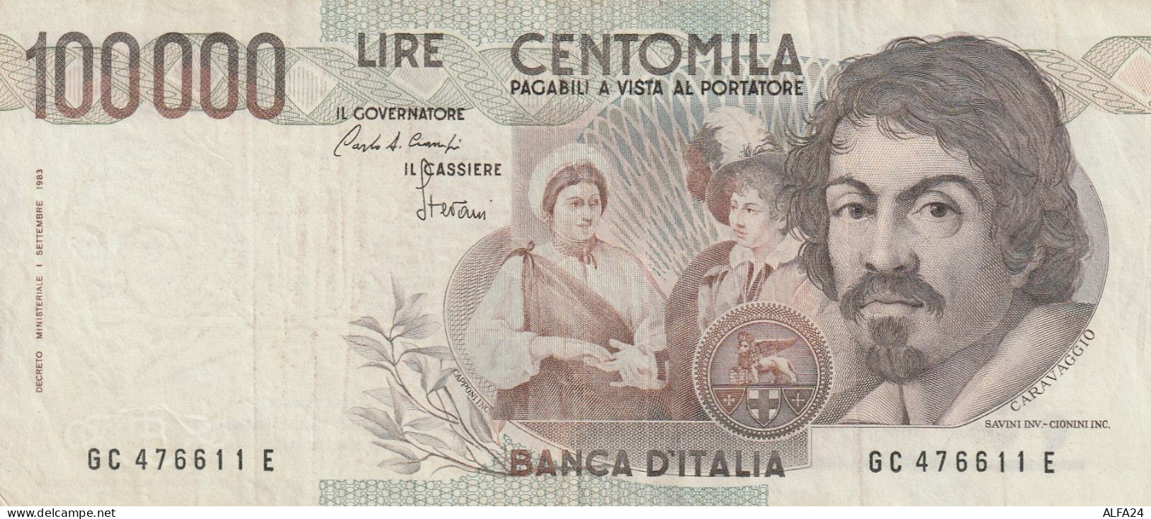 BANCONOTA ITALIA CARAVAGGIO L.100000 AUNC (RY7584 - 100.000 Lire