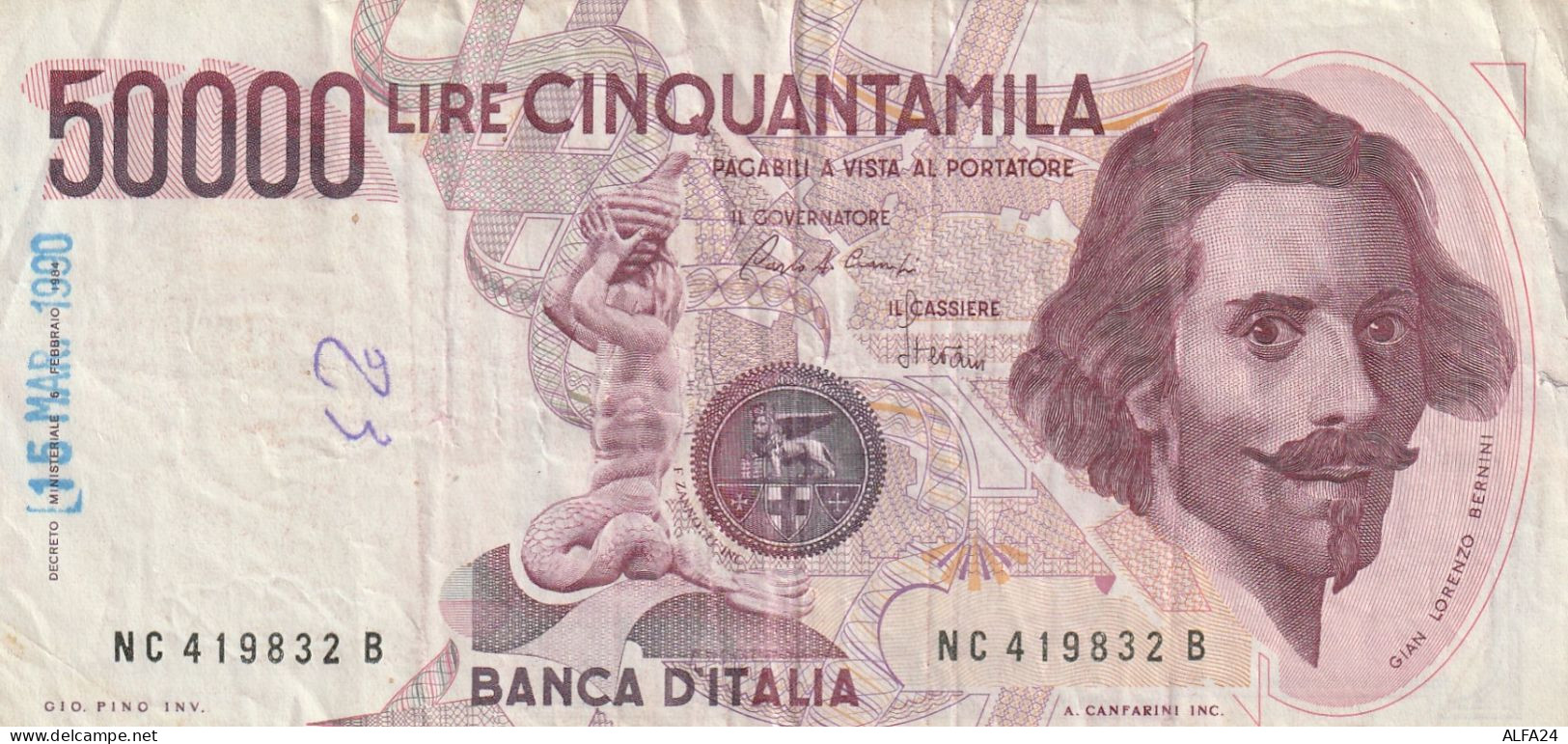 BANCONOTA ITALIA LIRE 50000 BERNINI VF (RY7591 - 50000 Lire