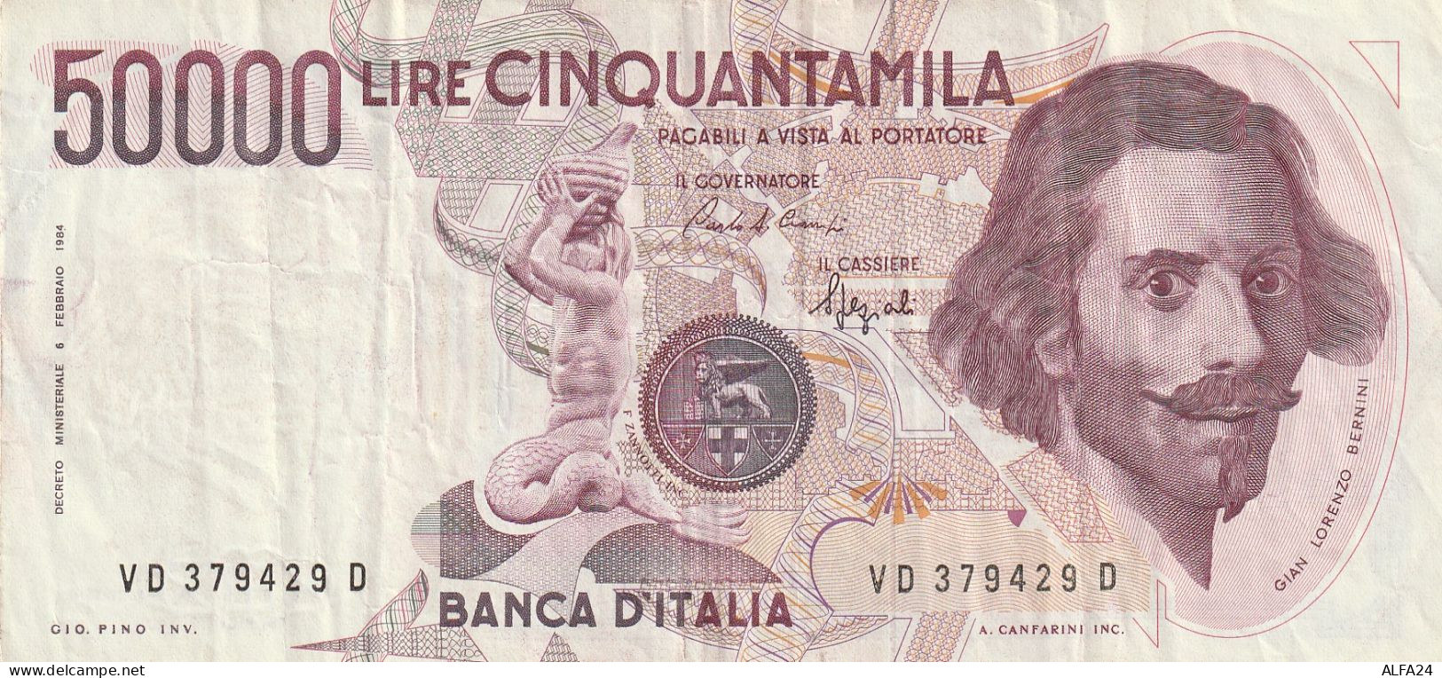 BANCONOTA ITALIA LIRE 50000 BERNINI VF (RY7590 - 50.000 Lire