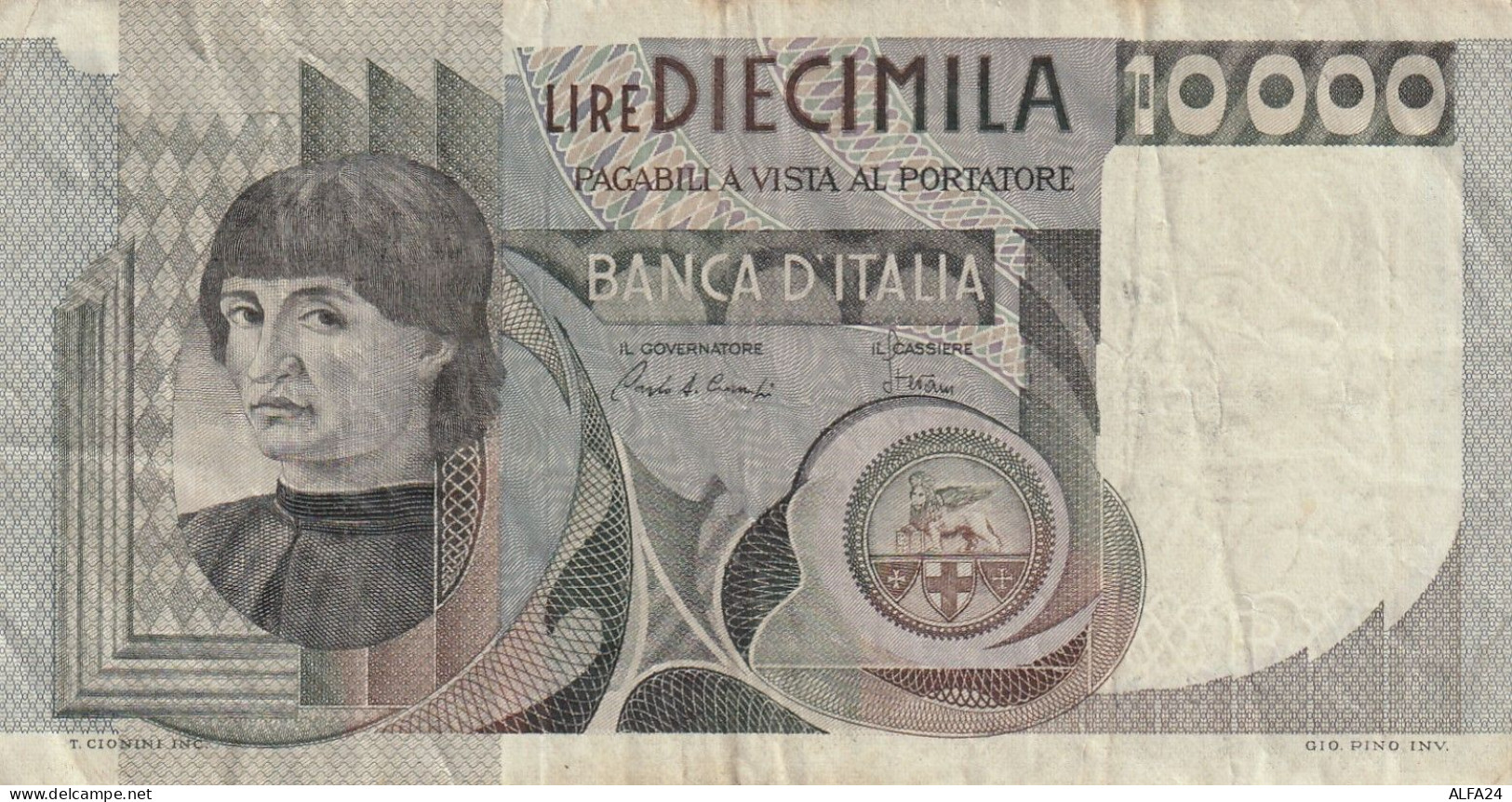 BANCONOTA ITALIA 10000 ANDREA DEL SARTO VF (RY7601 - 10000 Liras