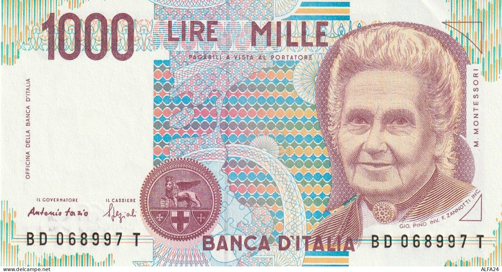 BANCONOTA ITALIA LIRE 1000 MONTESSORI UNC (RY7516 - 1000 Liras