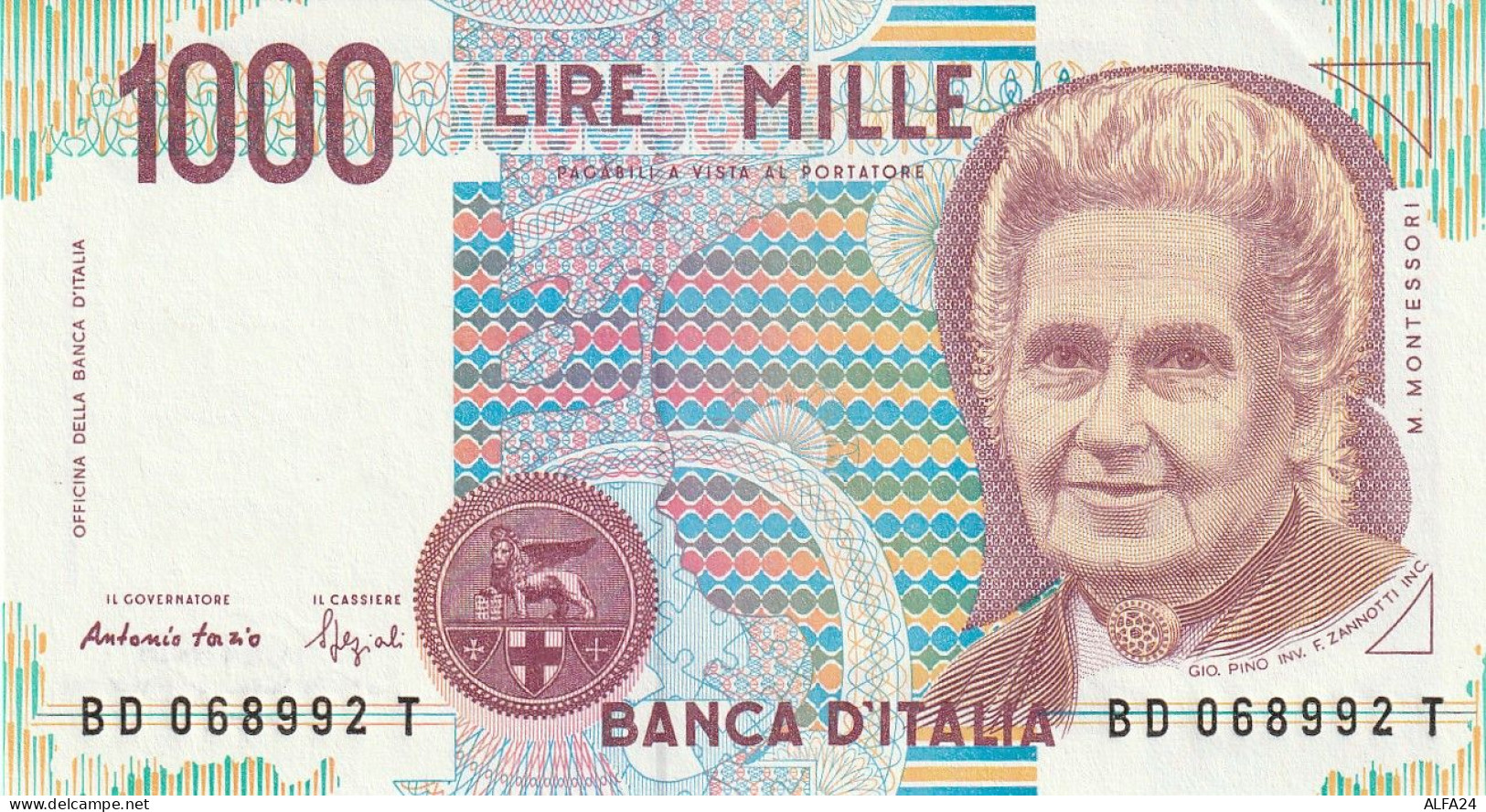 BANCONOTA ITALIA LIRE 1000 MONTESSORI UNC (RY7511 - 1.000 Lire