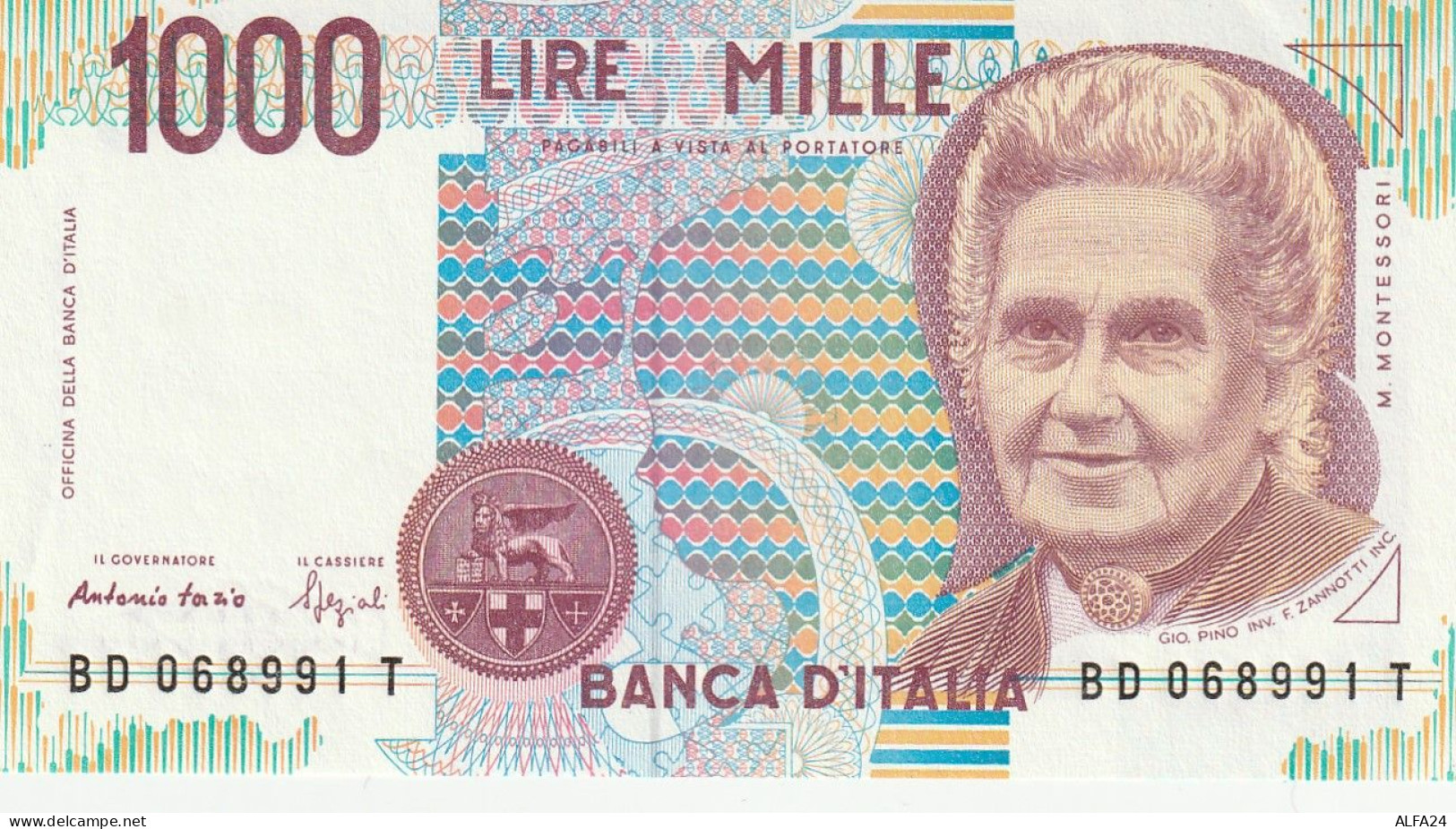 BANCONOTA ITALIA LIRE 1000 MONTESSORI UNC (RY7510 - 1000 Liras
