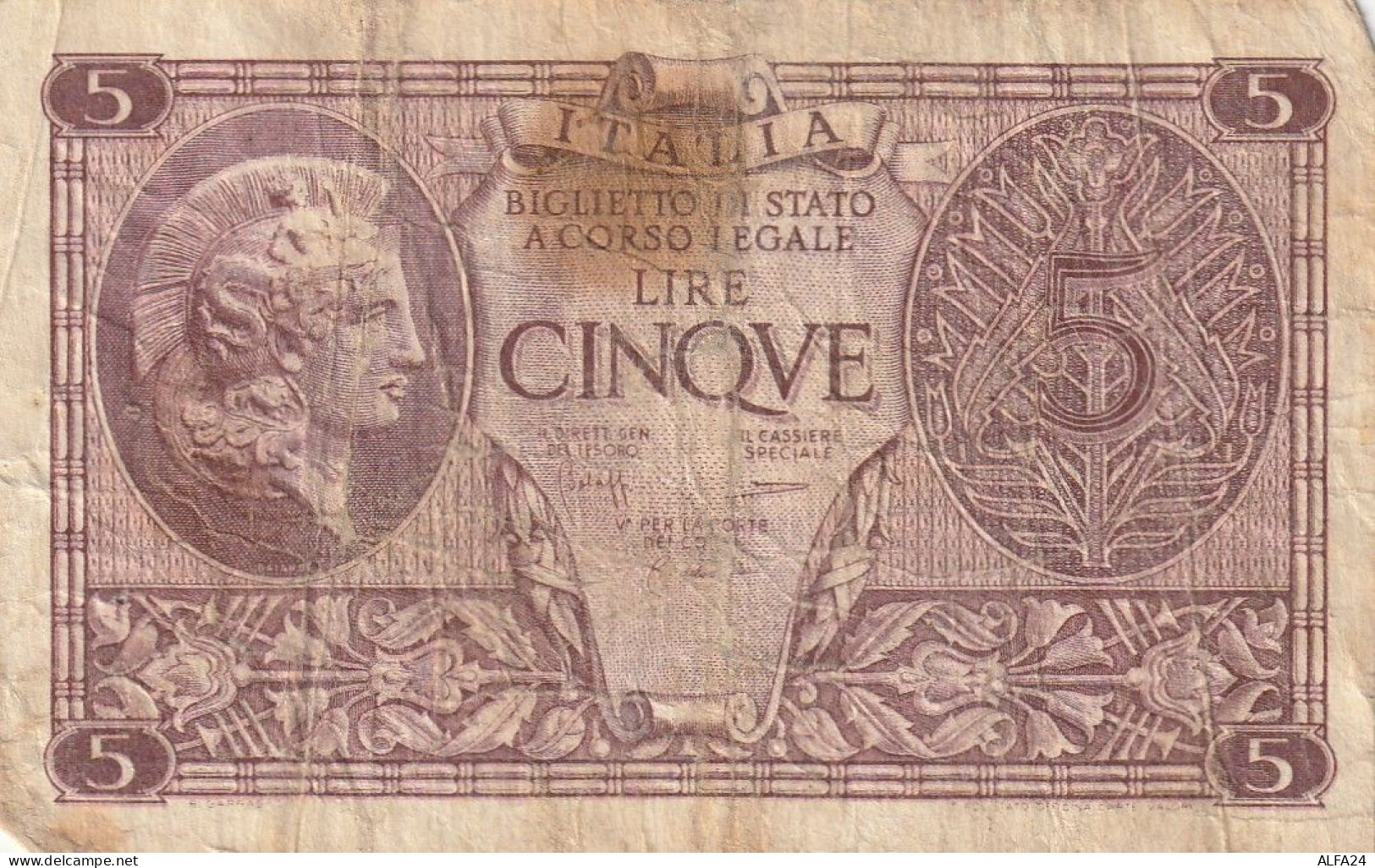 BANCONOTA BIGLIETTO DI STATO LIRE 5 VF (RY7491 - Regno D'Italia – 5 Lire