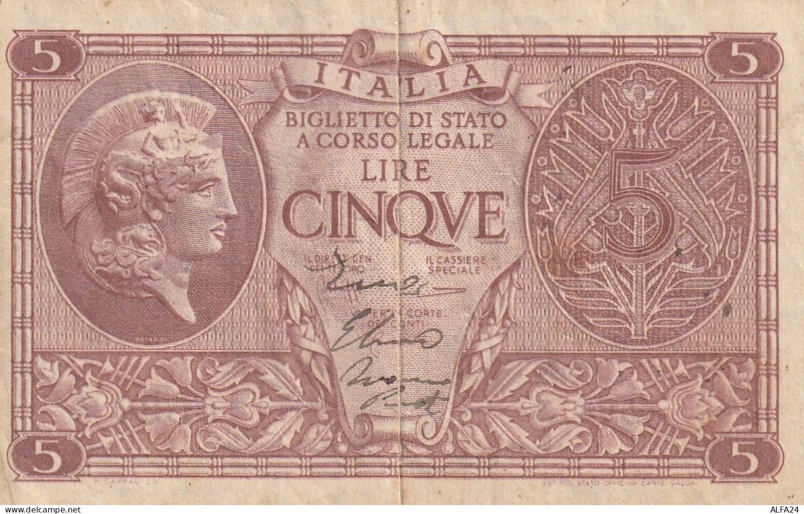 BANCONOTA BIGLIETTO DI STATO LIRE 5 EF (RY7499 - Regno D'Italia – 5 Lire