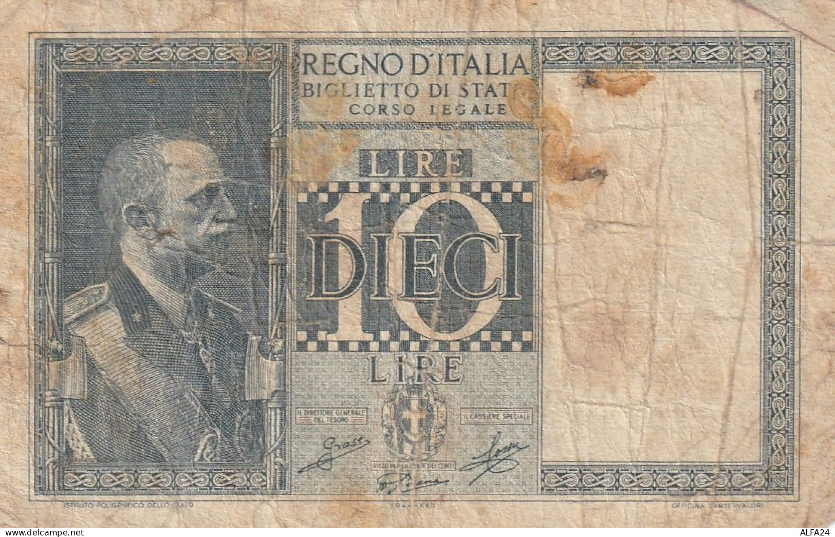 BANCONOTA BIGLIETTO DI STATO LIRE 10 F (RY7480 - Regno D'Italia – 10 Lire