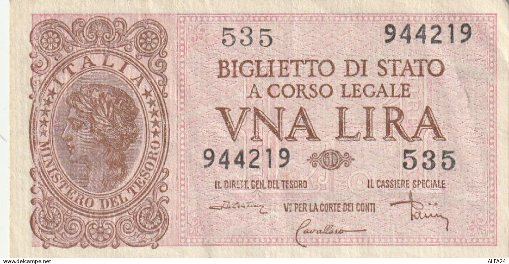 BANCONOTA BIGLIETTO DI STATO ITALIA 1 LIRA EF (RY7388 - Italië – 1 Lira