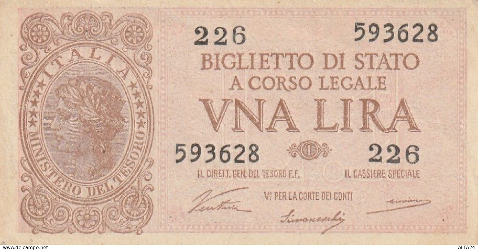 BANCONOTA BIGLIETTO DI STATO ITALIA 1 LIRA EF (RY7385 - Italia – 1 Lira