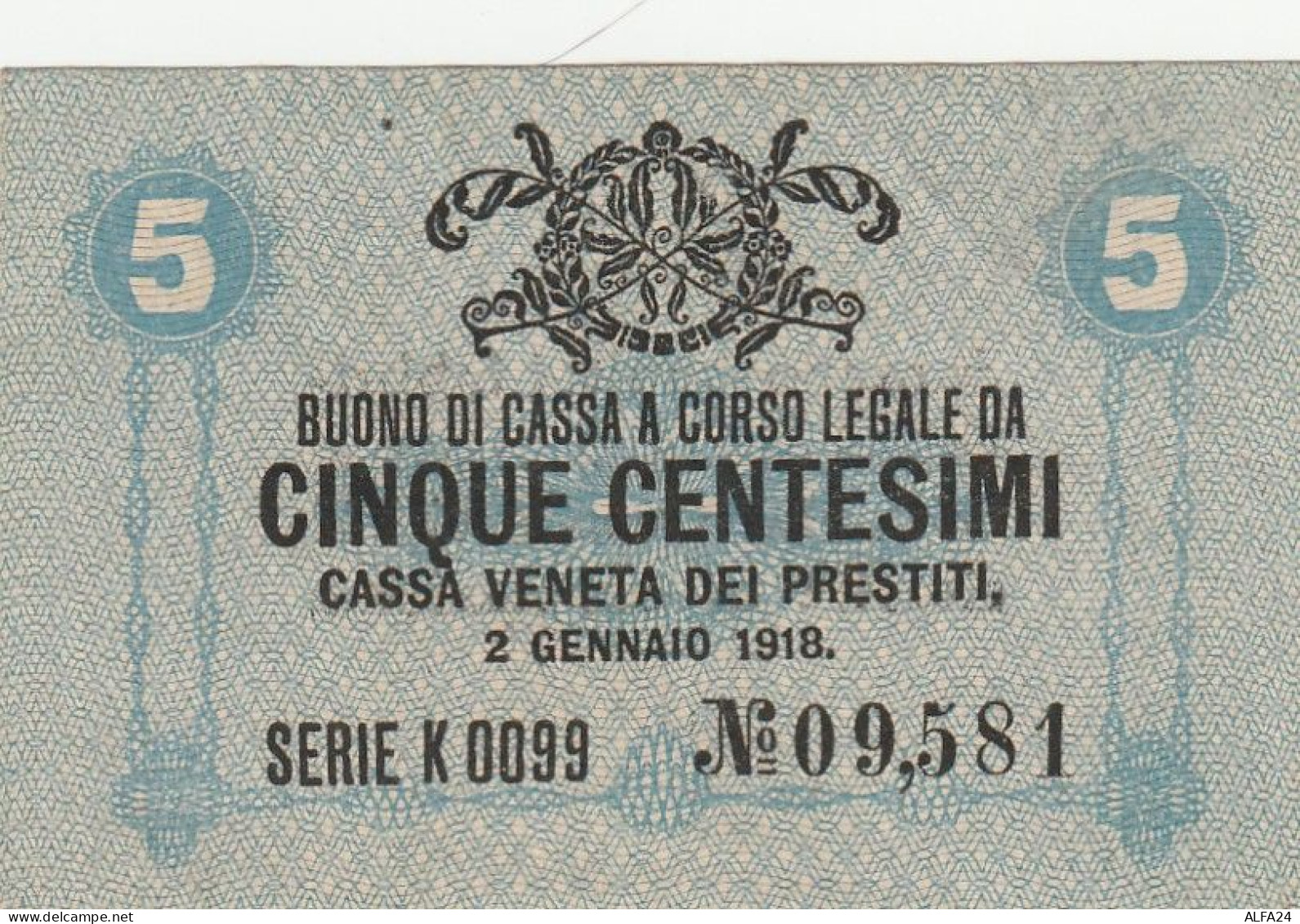 BUONO DI CASSA 5 CENT CASSA VENETA AUNC (RY7407 - Buoni Di Cassa