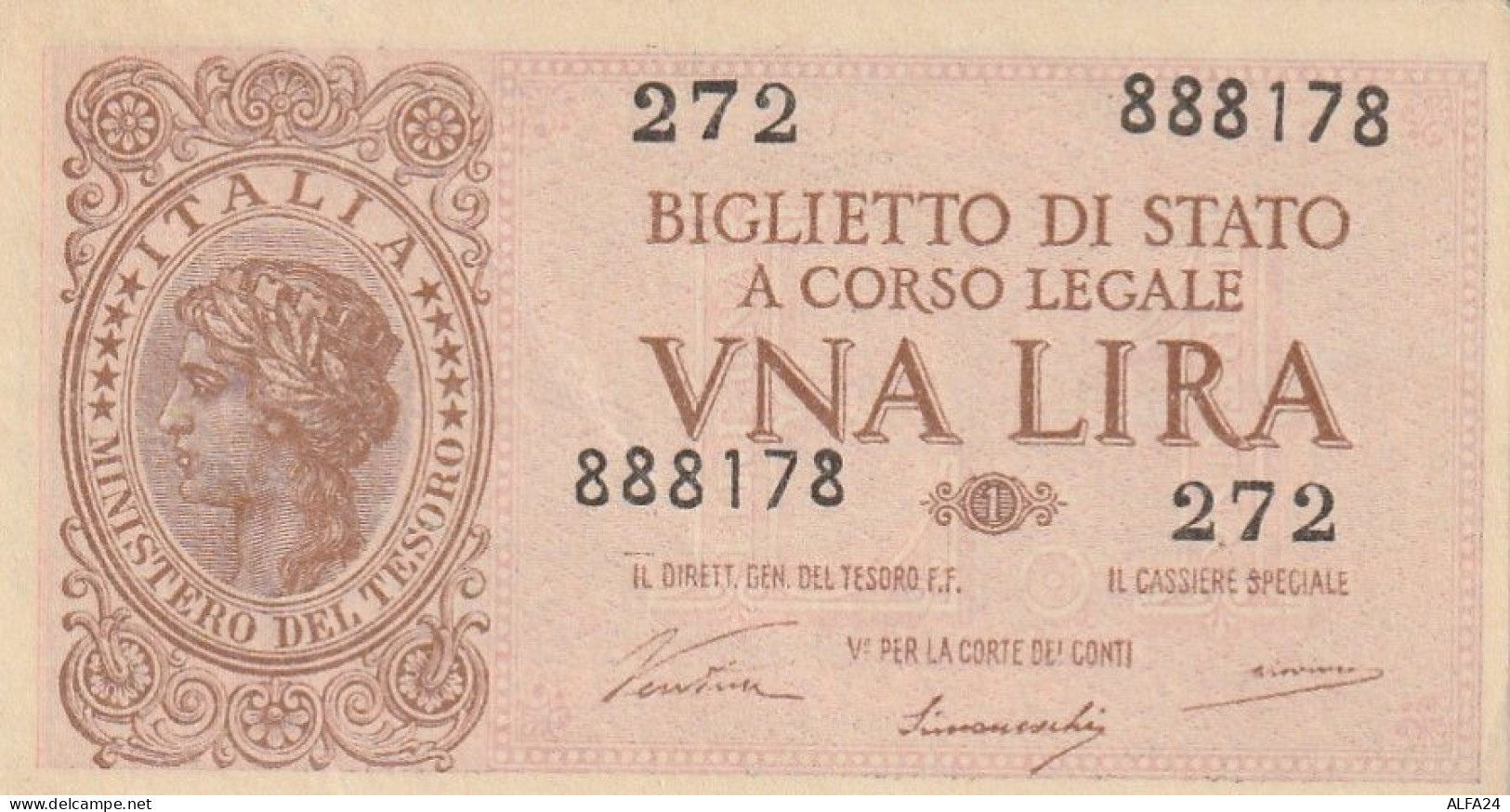 BANCONOTA BIGLIETTO DI STATO ITALIA 1 LIRA EF (RY7383 - Italië – 1 Lira