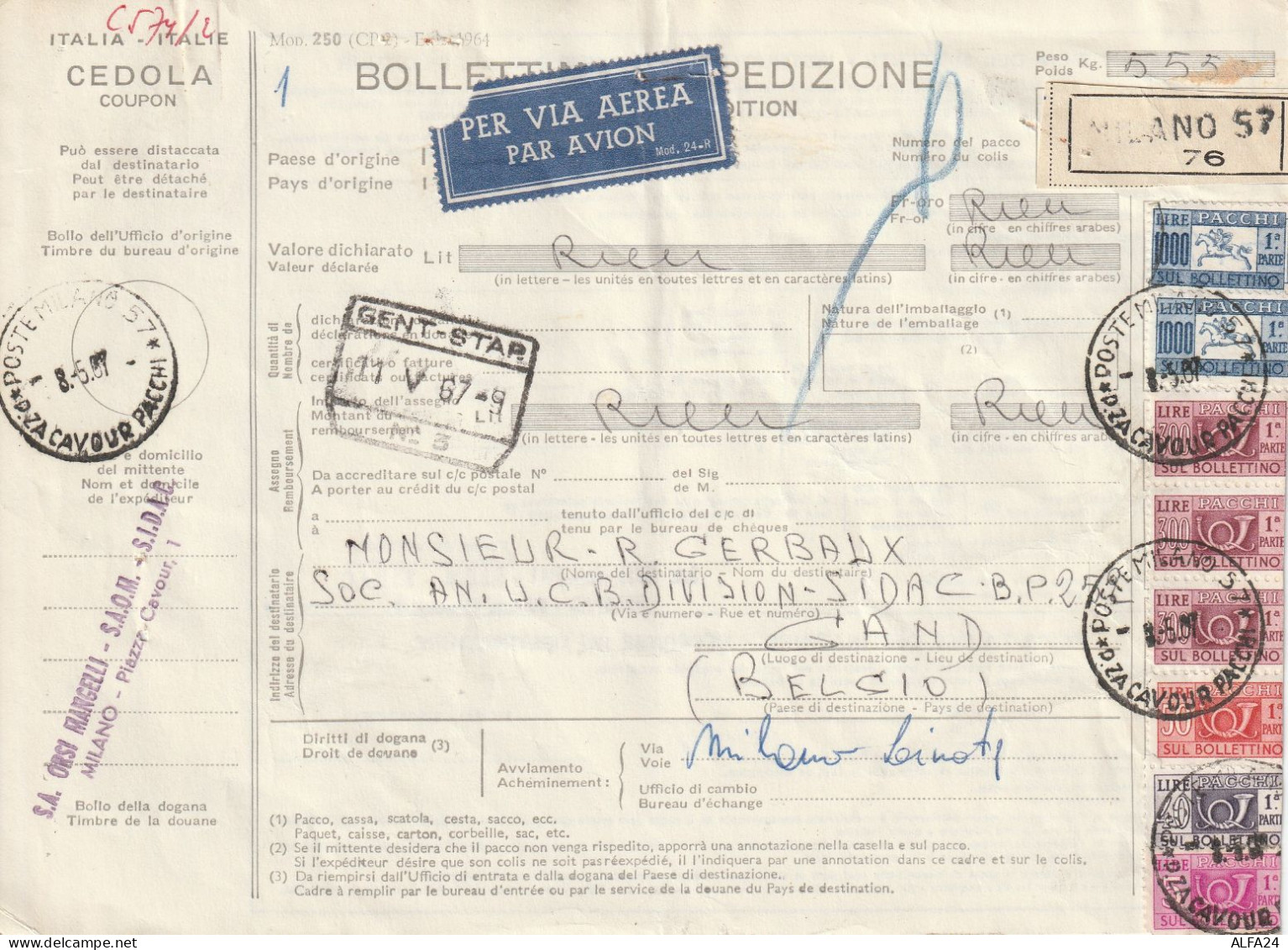 BOLLETTINO SPEDIZIONE 1967 -VARI PACCHI (RY7261 - Paquetes Postales