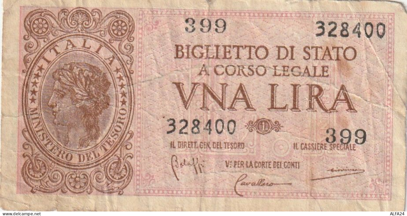 BANCONOTA BIGLIETTO DI STATO ITALIA 1 LIRA VF (RY7358 - Italië – 1 Lira