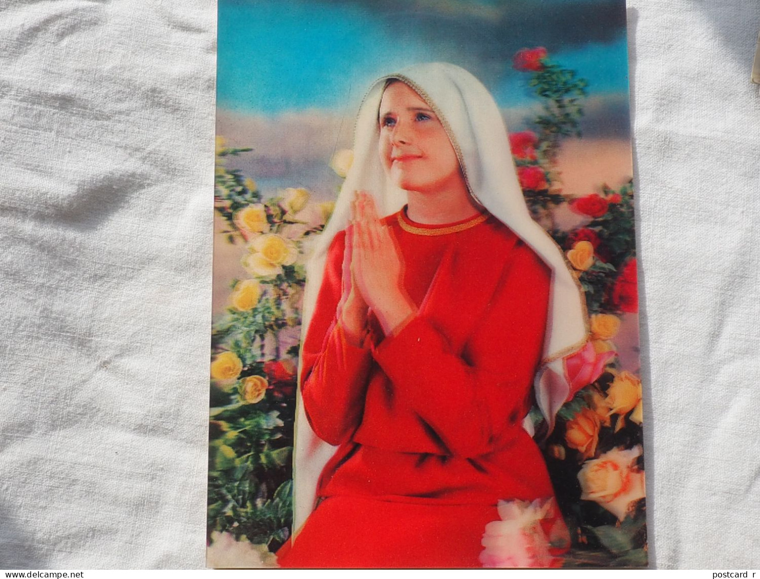 3d 3 D Lenticular Postcard Stereo Religion Prayer   A 227 - Stereoscope Cards